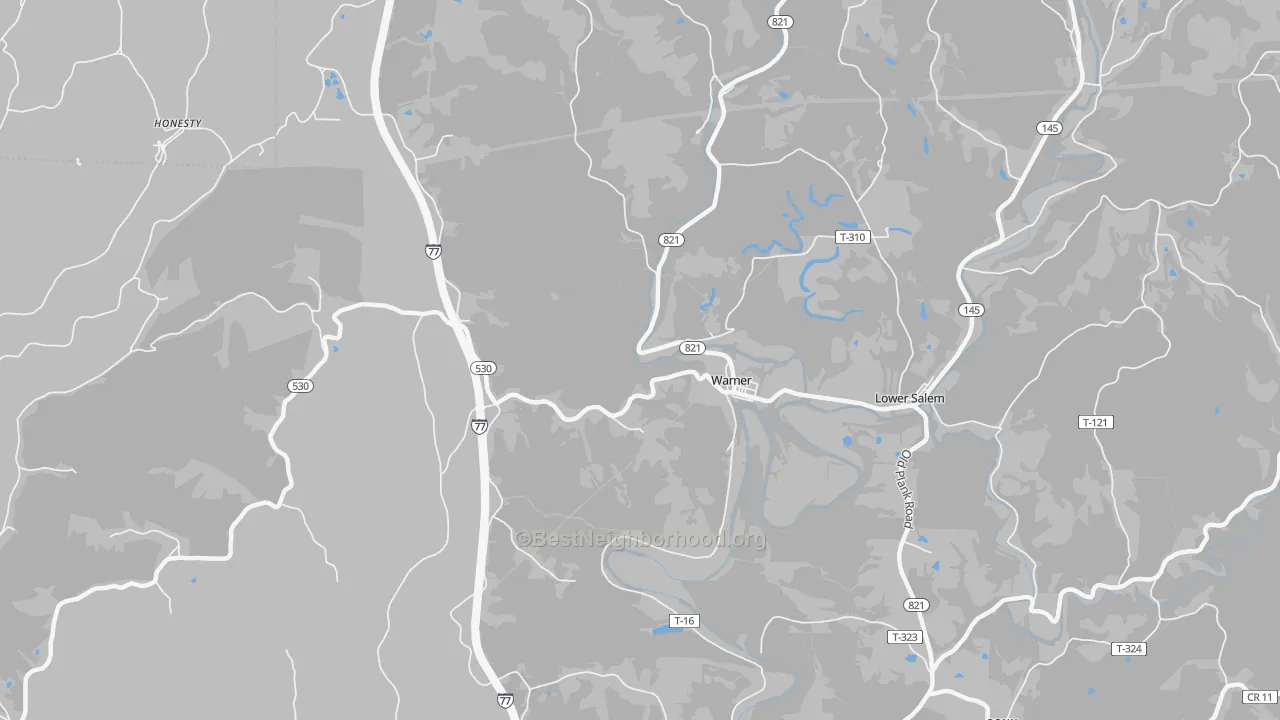 Bike Grade map of Warner, OH