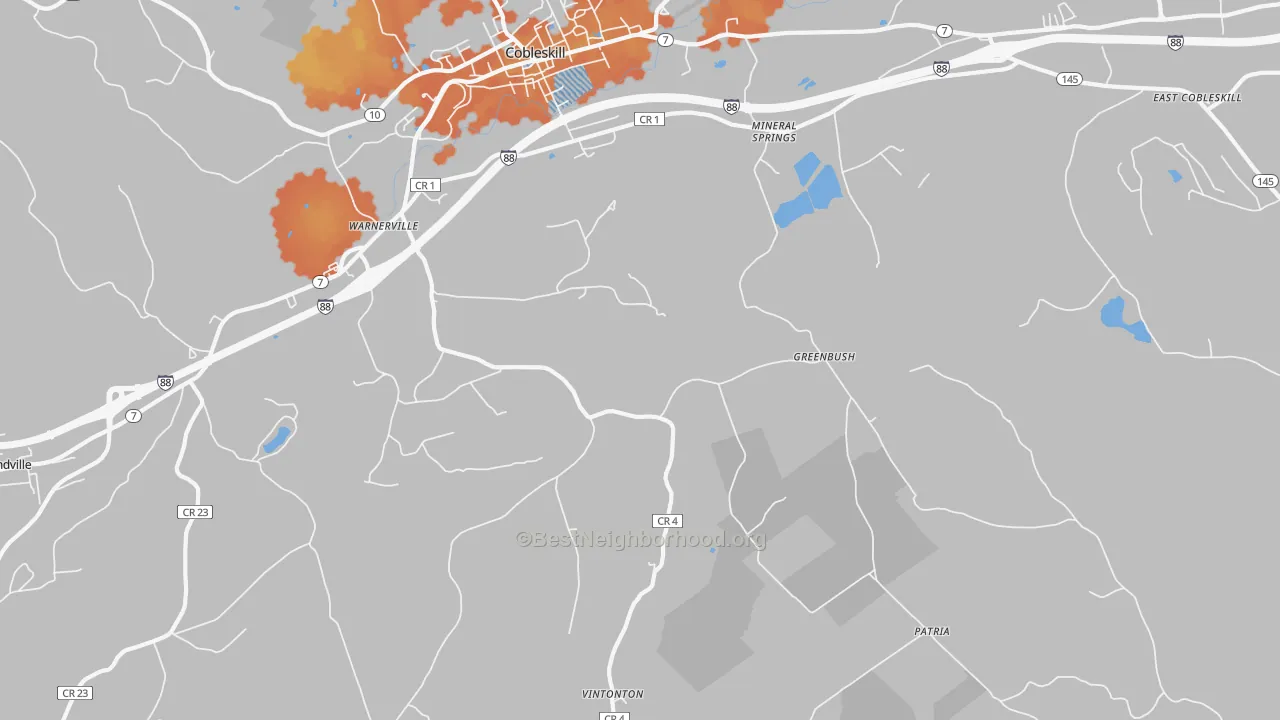 Bike Grade map of Warnerville, NY