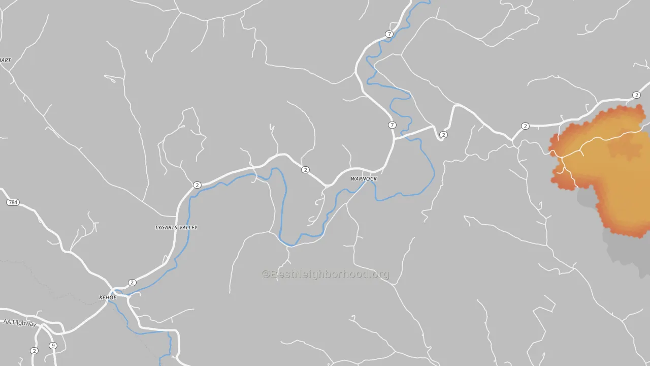 Bike Grade map of Warnock, KY