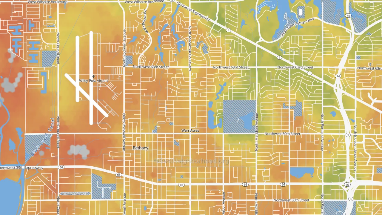 Bike Grade map of Warr Acres, OK