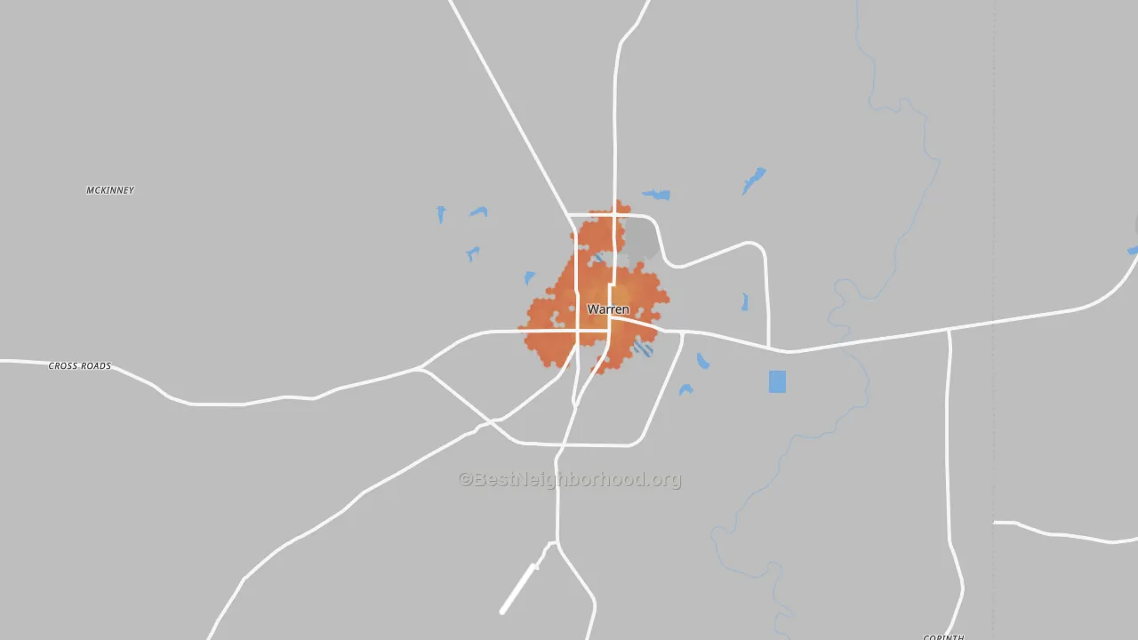 Bike Grade map of Warren, AR