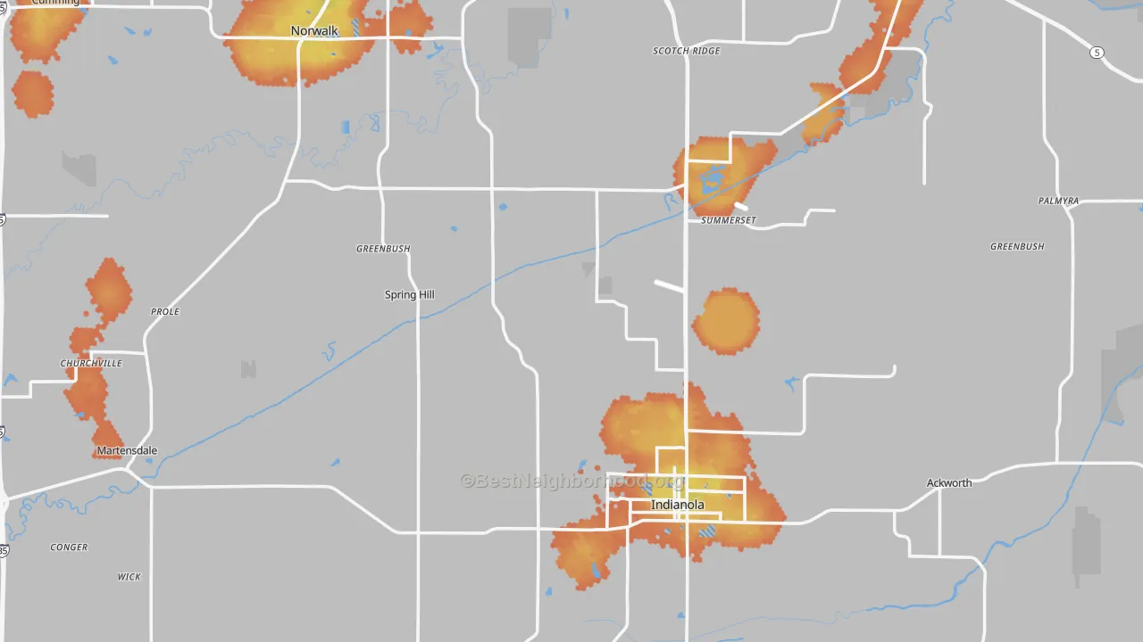 Bike Grade map of Warren County, IA