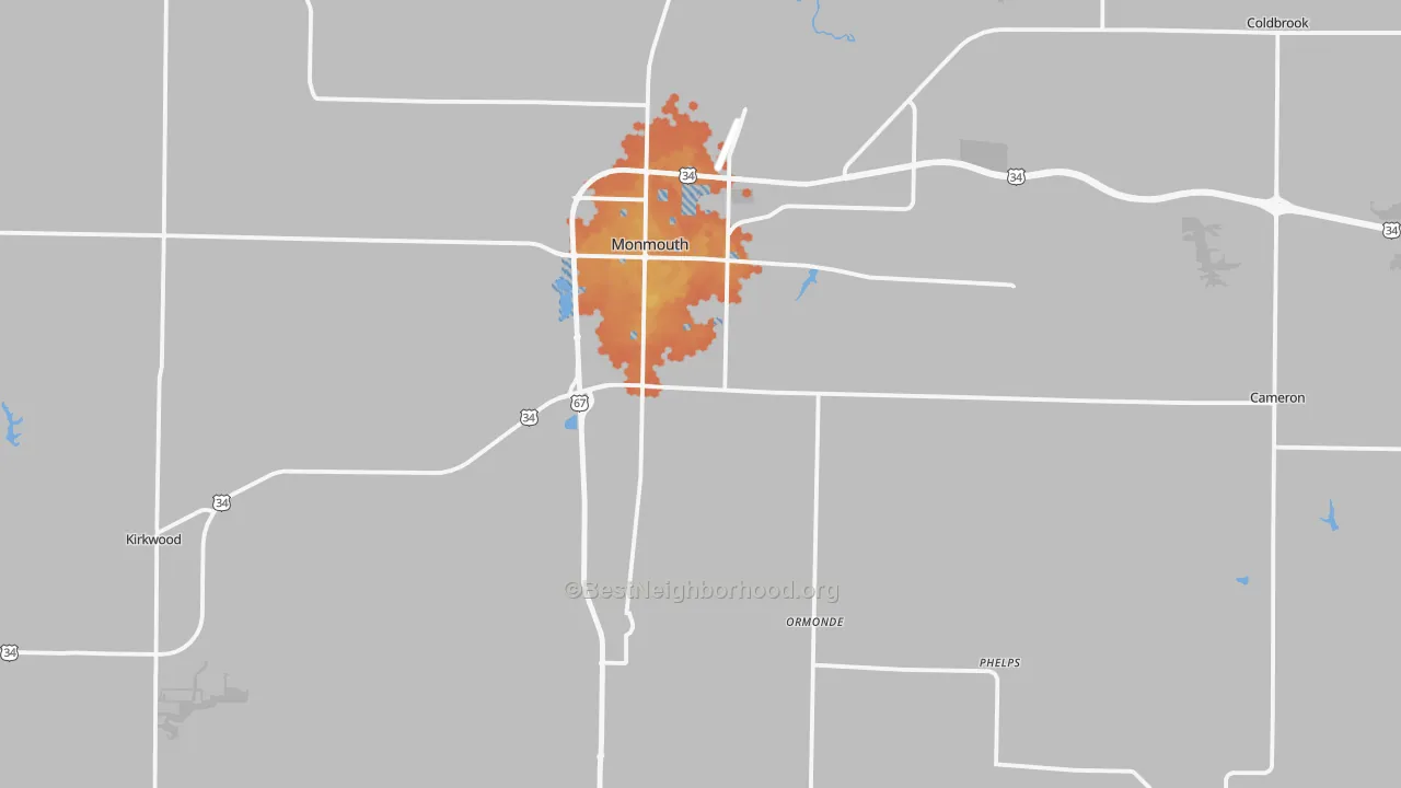 Bike Grade map of Warren County, IL