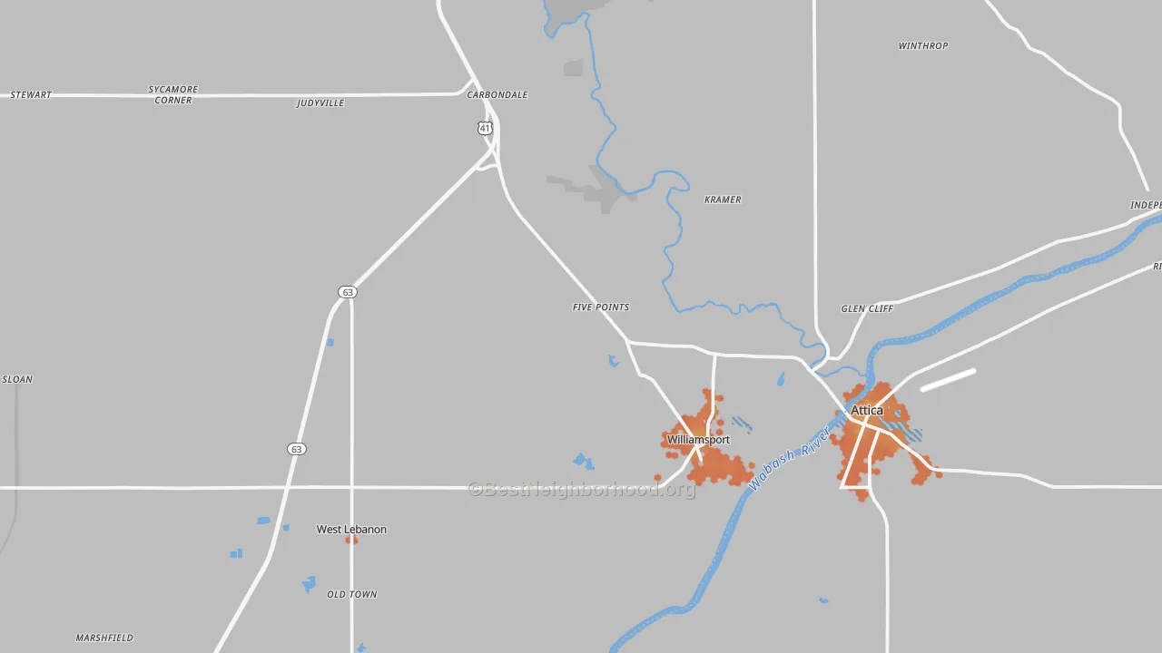Bike Grade map of Warren County, IN