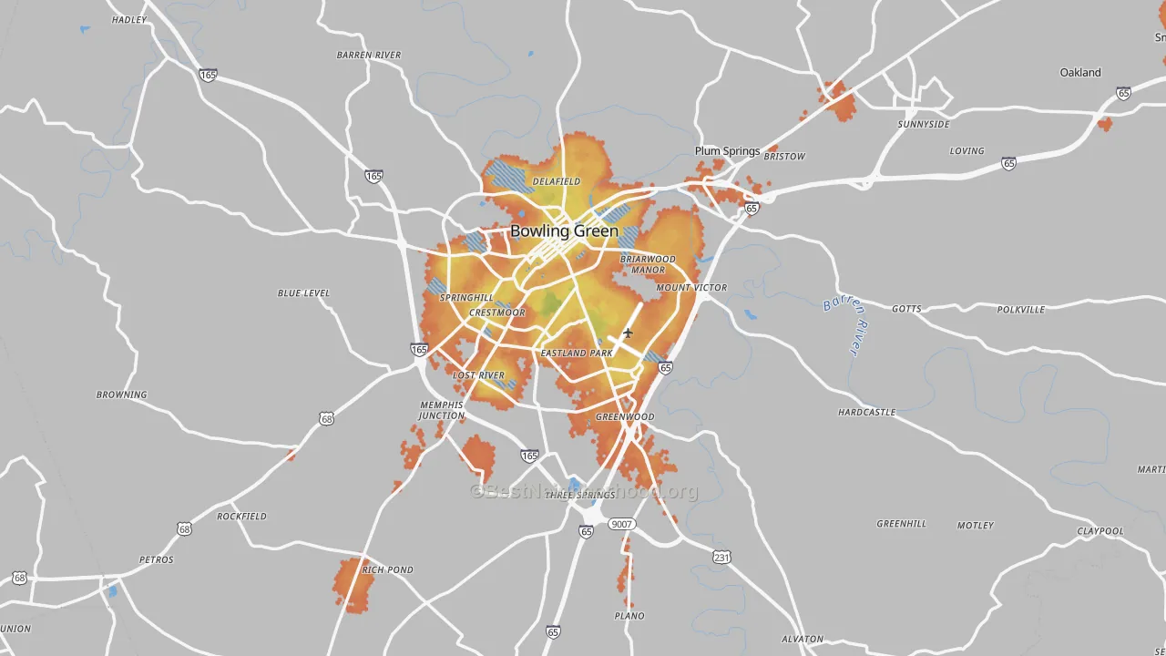 Bike Grade map of Warren County, KY