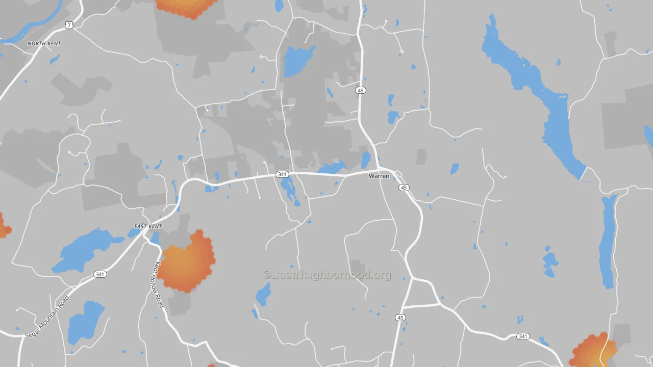 Bike Grade map of Warren, CT
