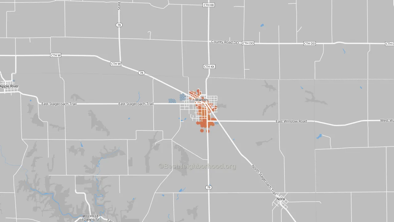 Bike Grade map of Warren, IL
