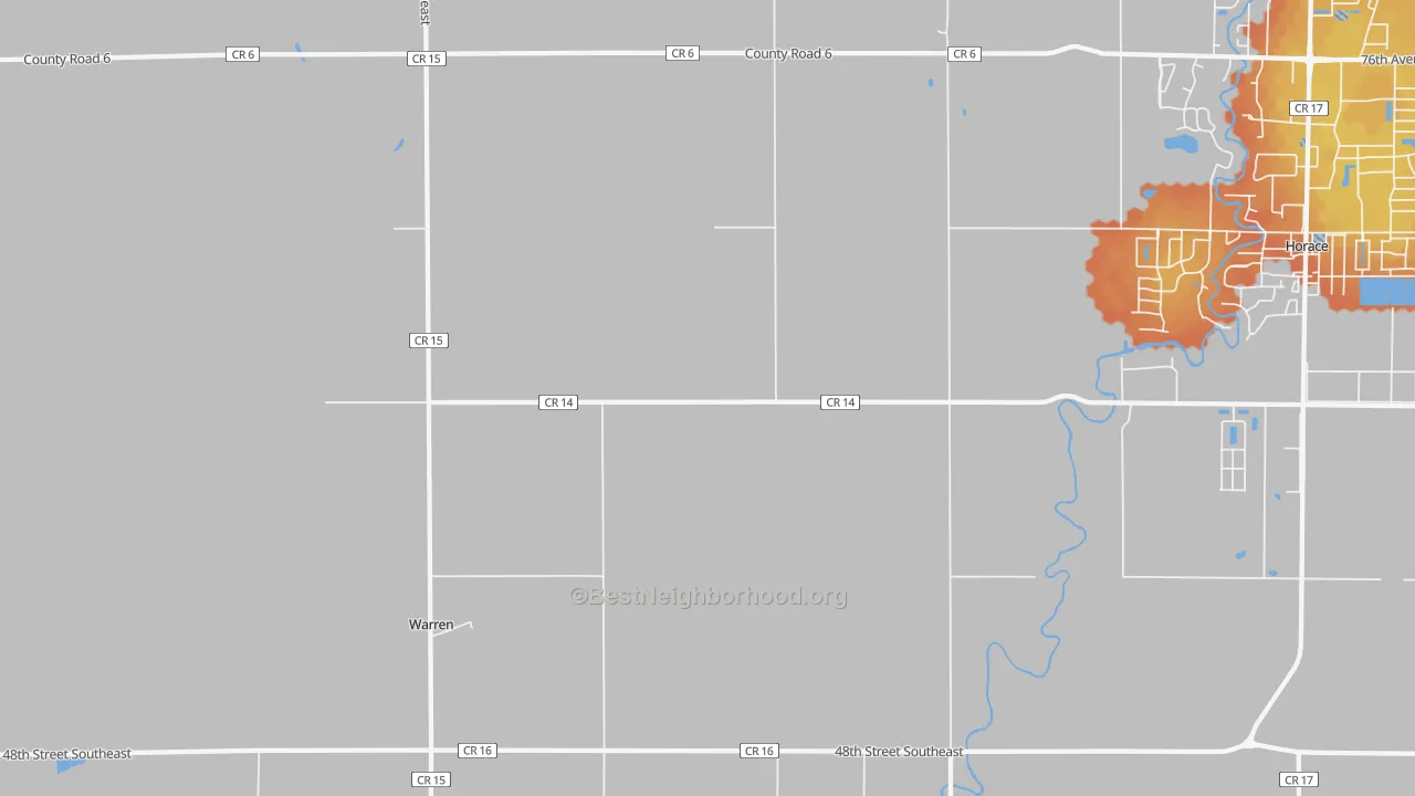 Bike Grade map of Warren, ND