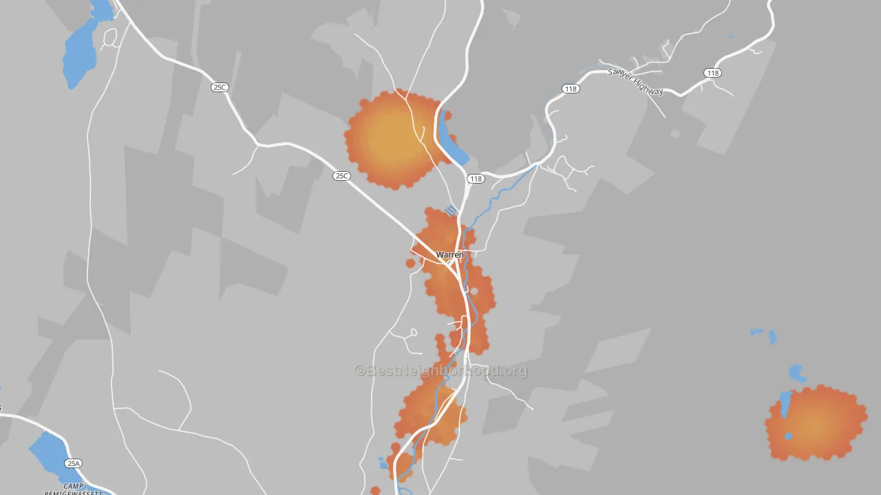 Bike Grade map of Warren, NH