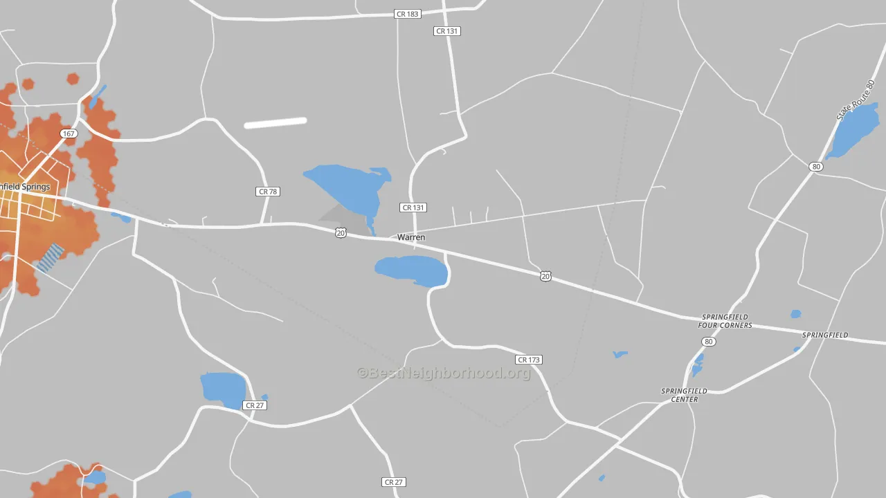 Bike Grade map of Warren, NY