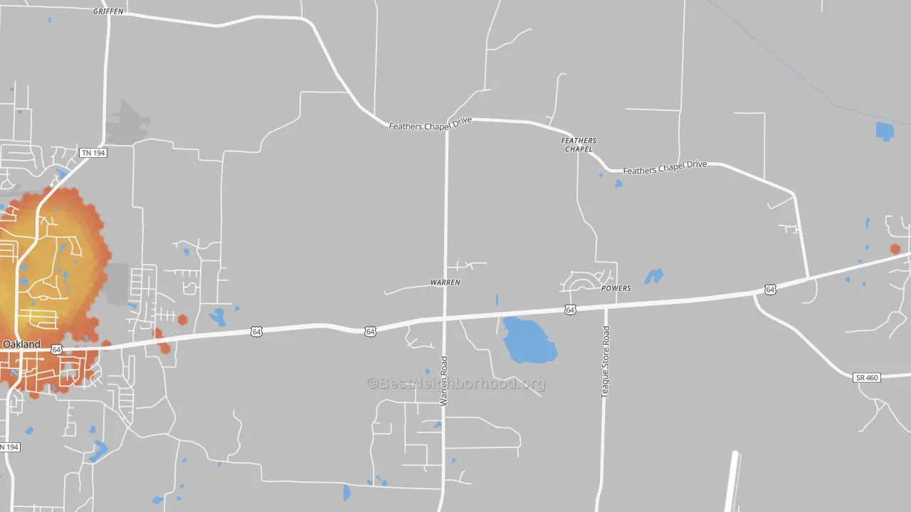 Bike Grade map of Warren, TN