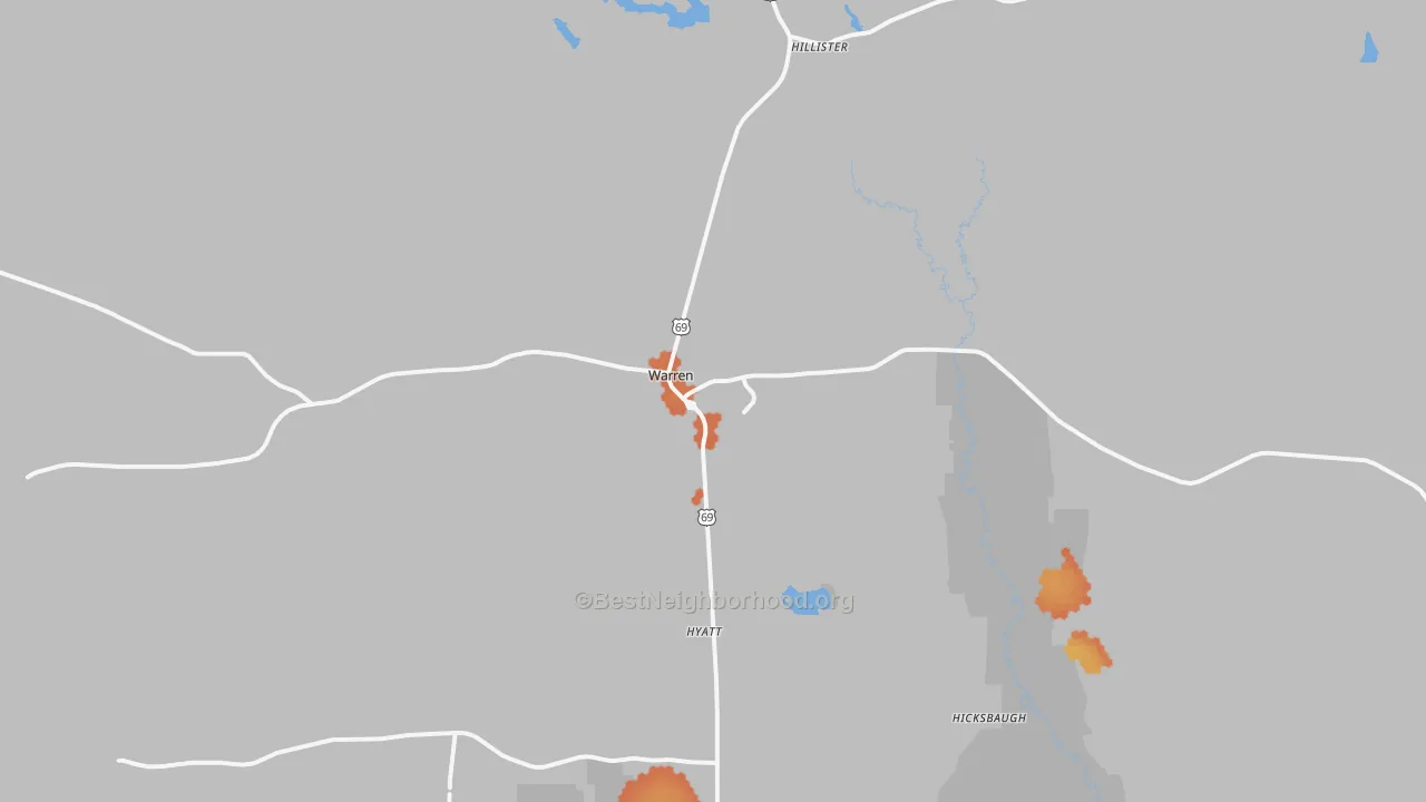 Bike Grade map of Warren, TX