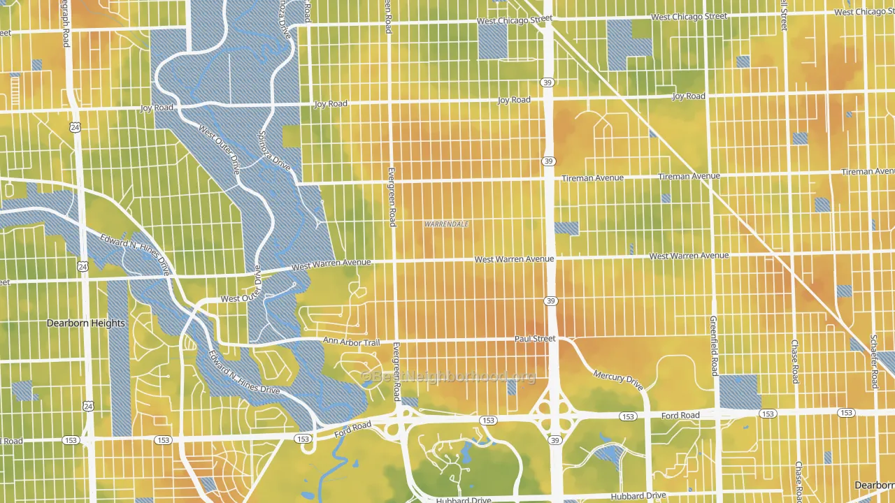 Bike Grade map of Warrendale, Detroit, MI