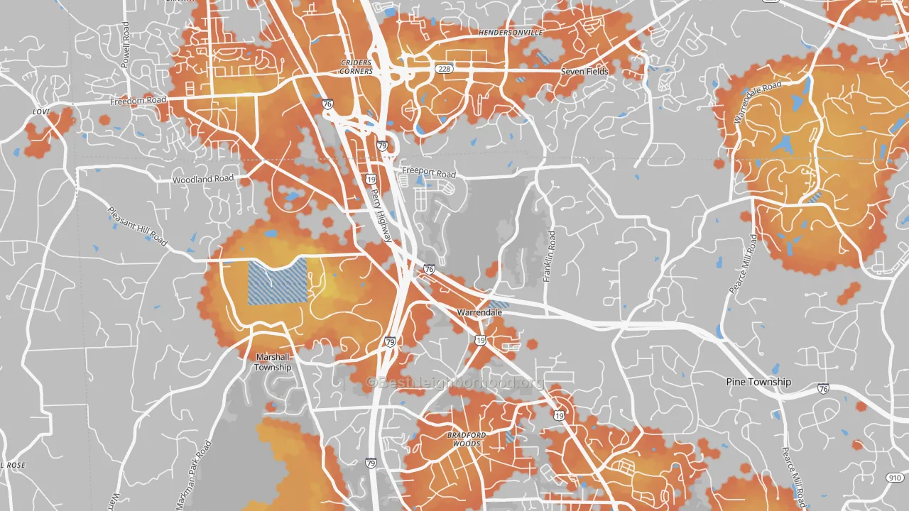 Bike Grade map of Warrendale, PA
