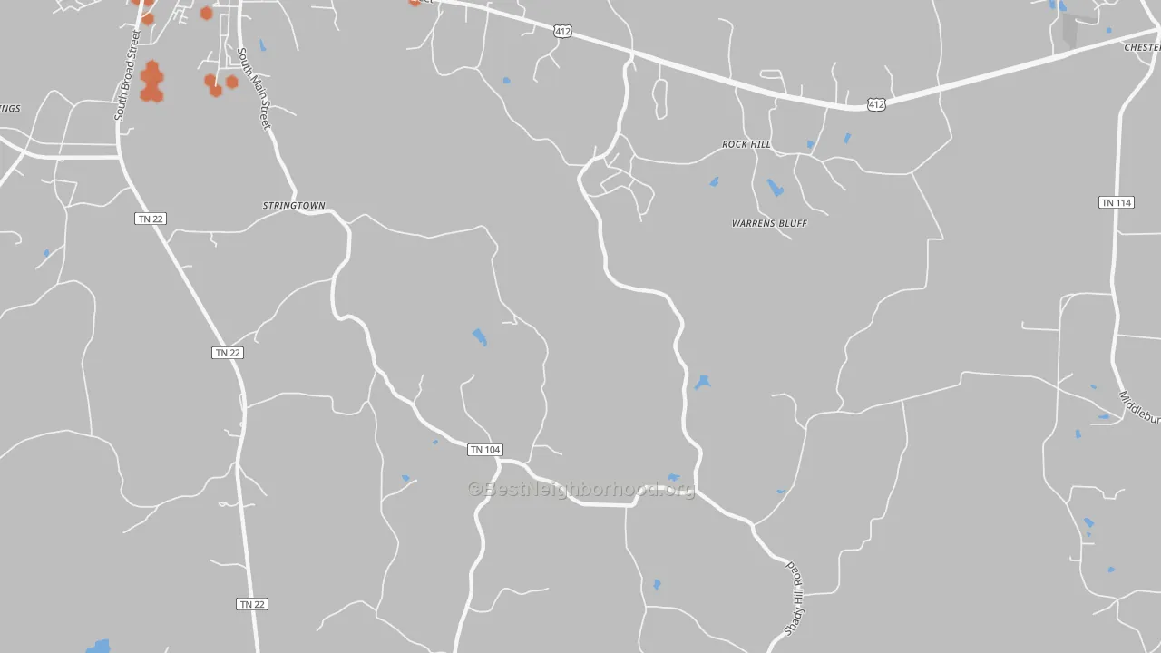 Bike Grade map of Warrens Bluff, TN
