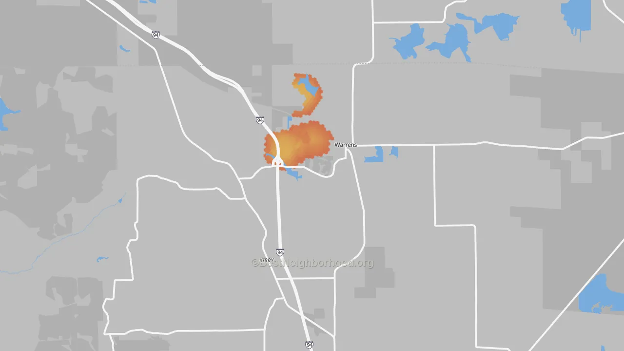Bike Grade map of Warrens, WI