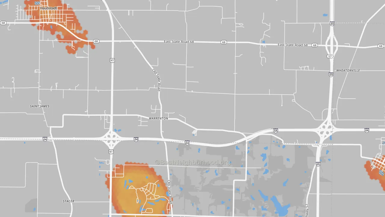 Bike Grade map of Warrenton, IN