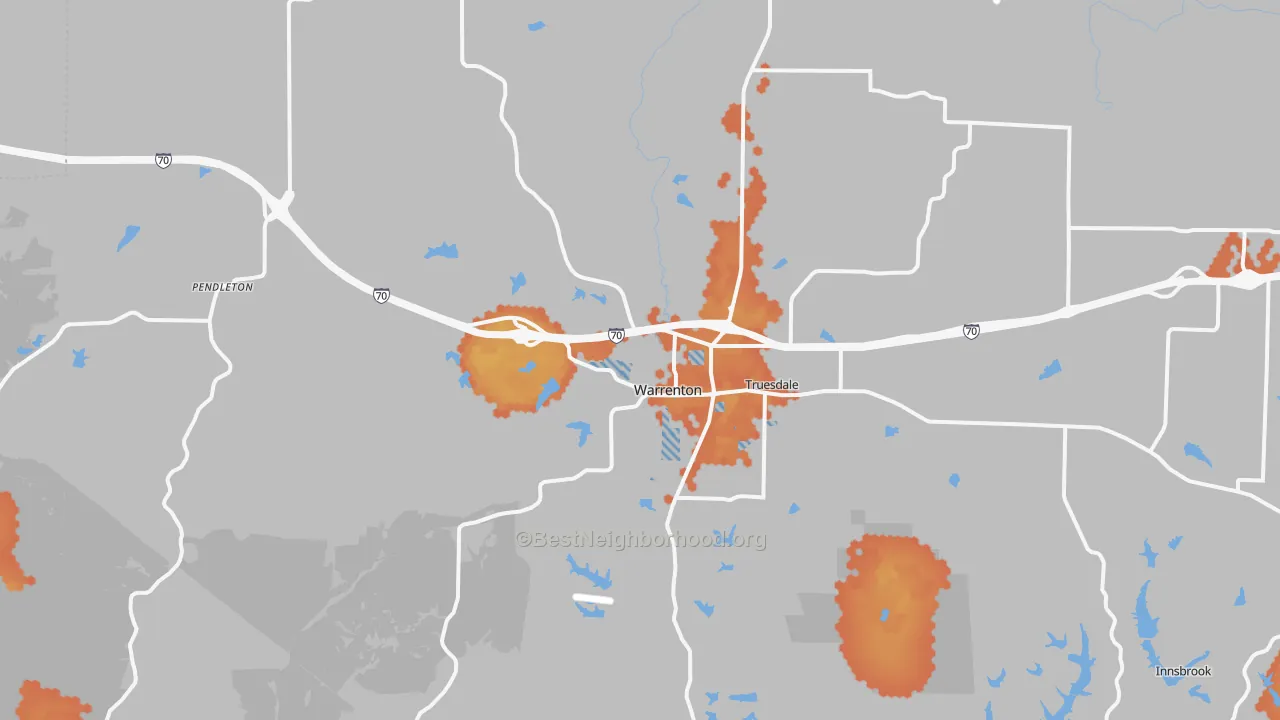 Bike Grade map of Warrenton, MO