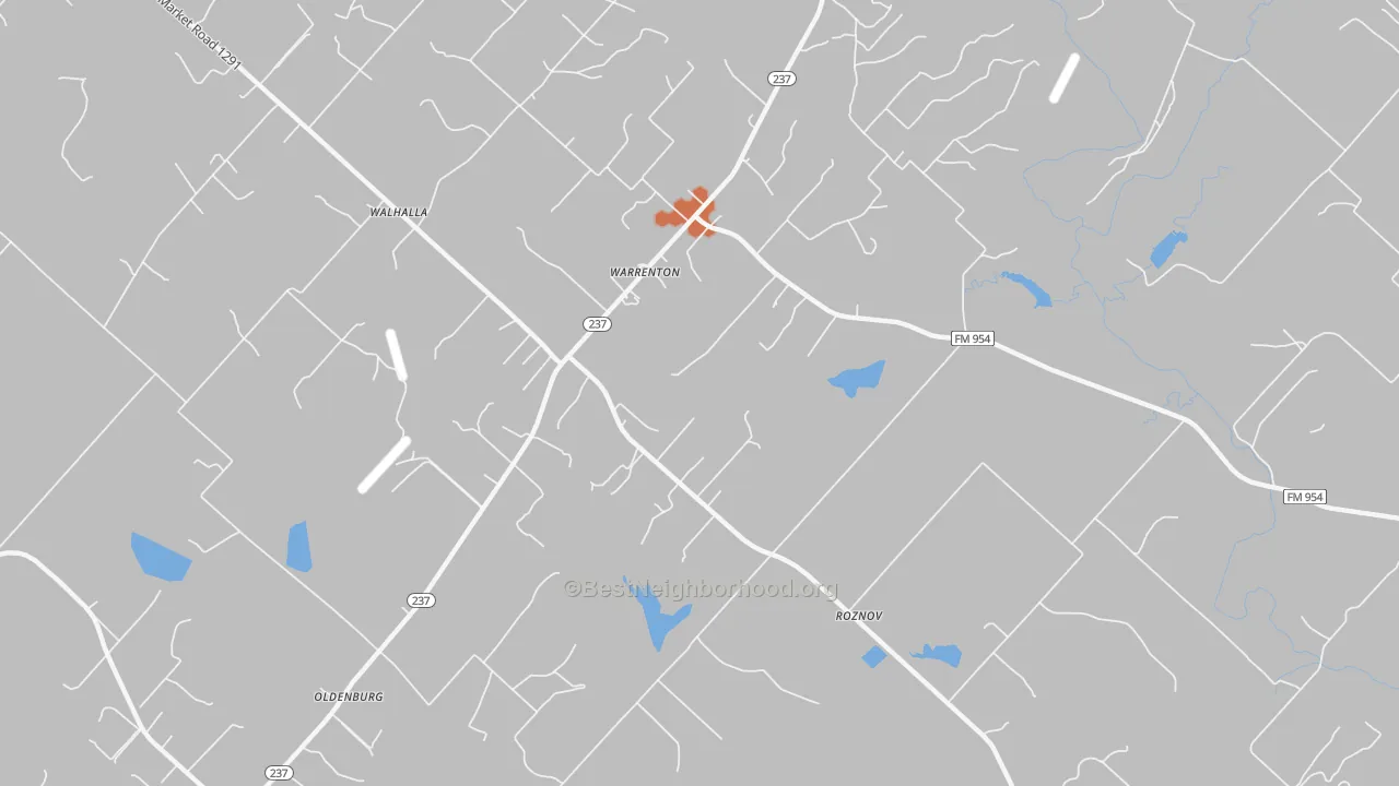Bike Grade map of Warrenton, TX