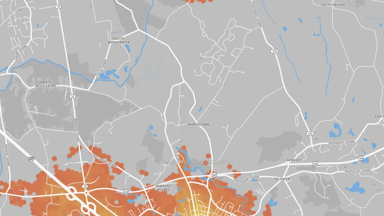Bike Grade map of Warrentown, MA
