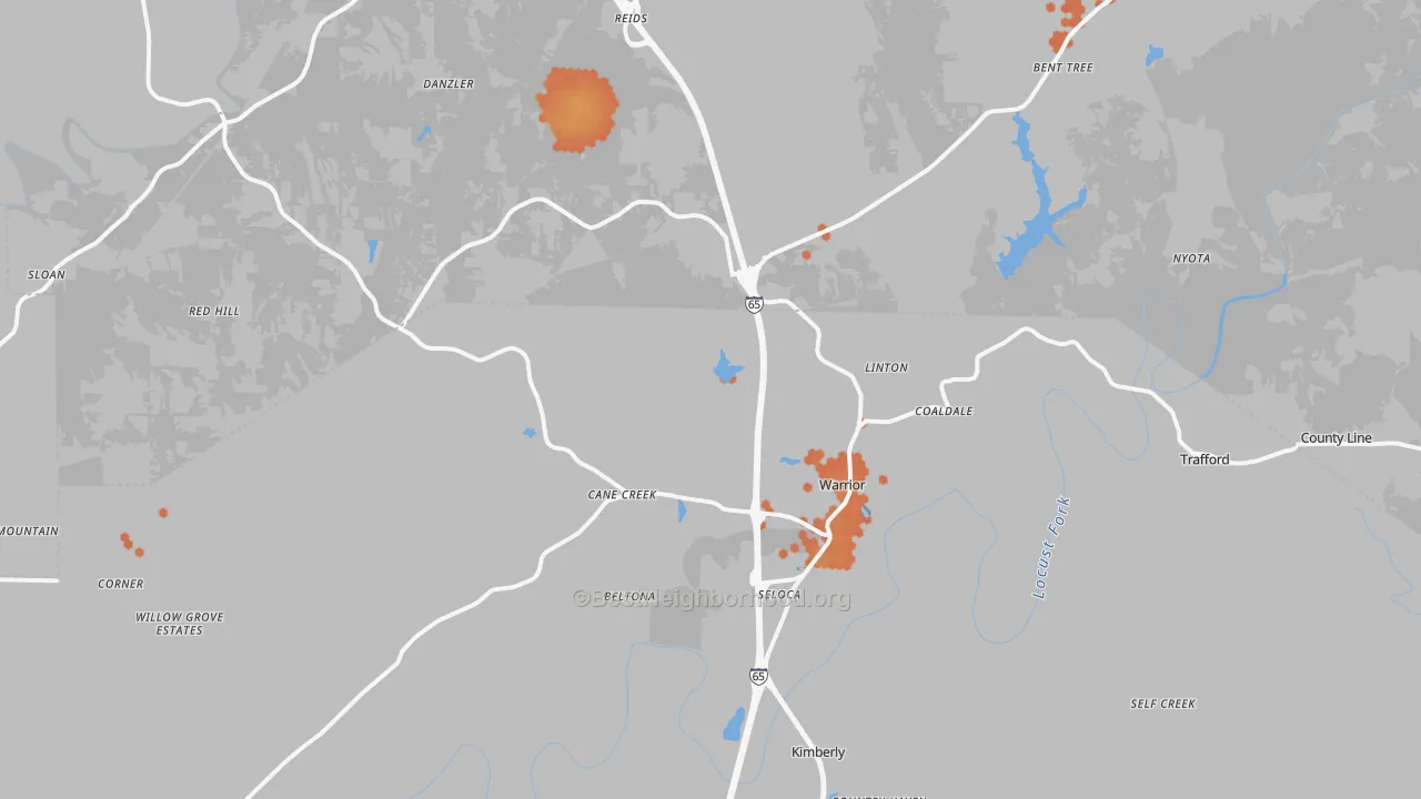 Bike Grade map of Warrior, AL