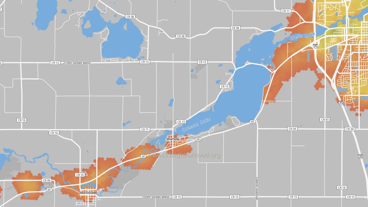 Bike Grade map of Warsaw, MN