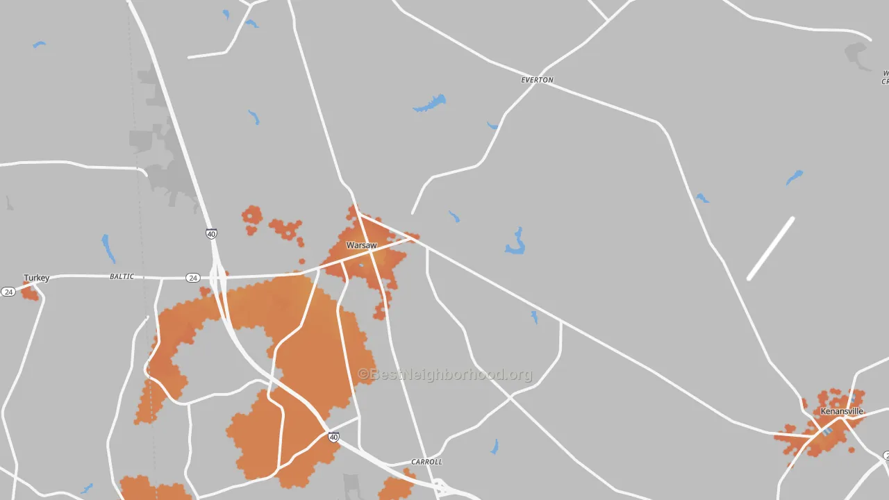 Bike Grade map of Warsaw, NC