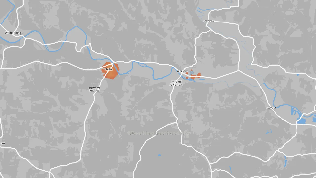 Bike Grade map of Warsaw, OH