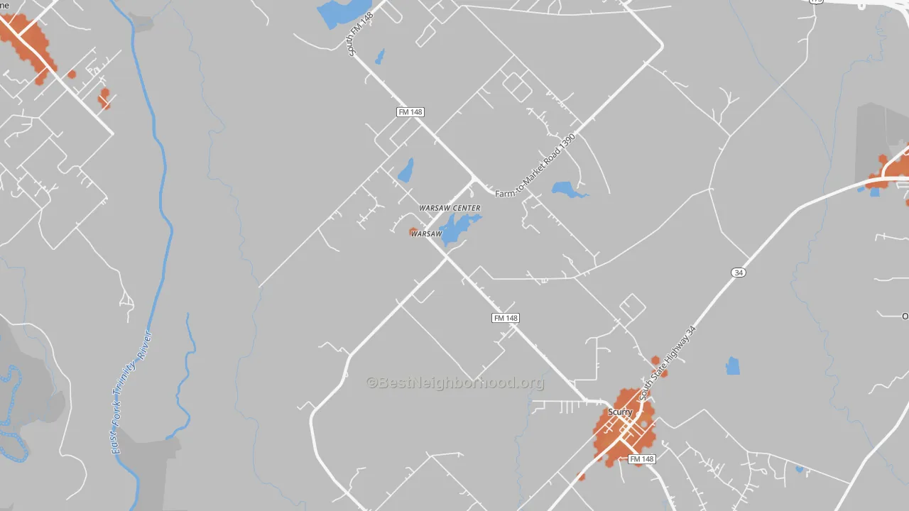 Bike Grade map of Warsaw, TX