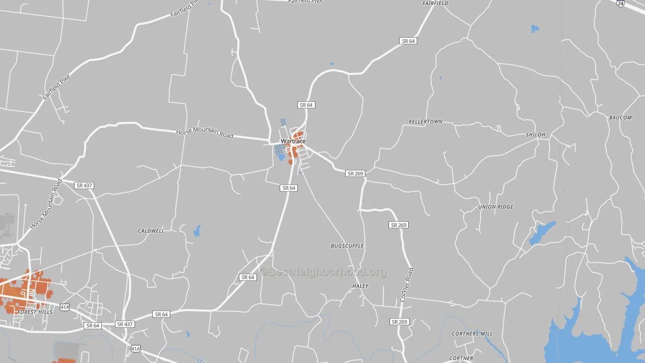 Bike Grade map of Wartrace, TN