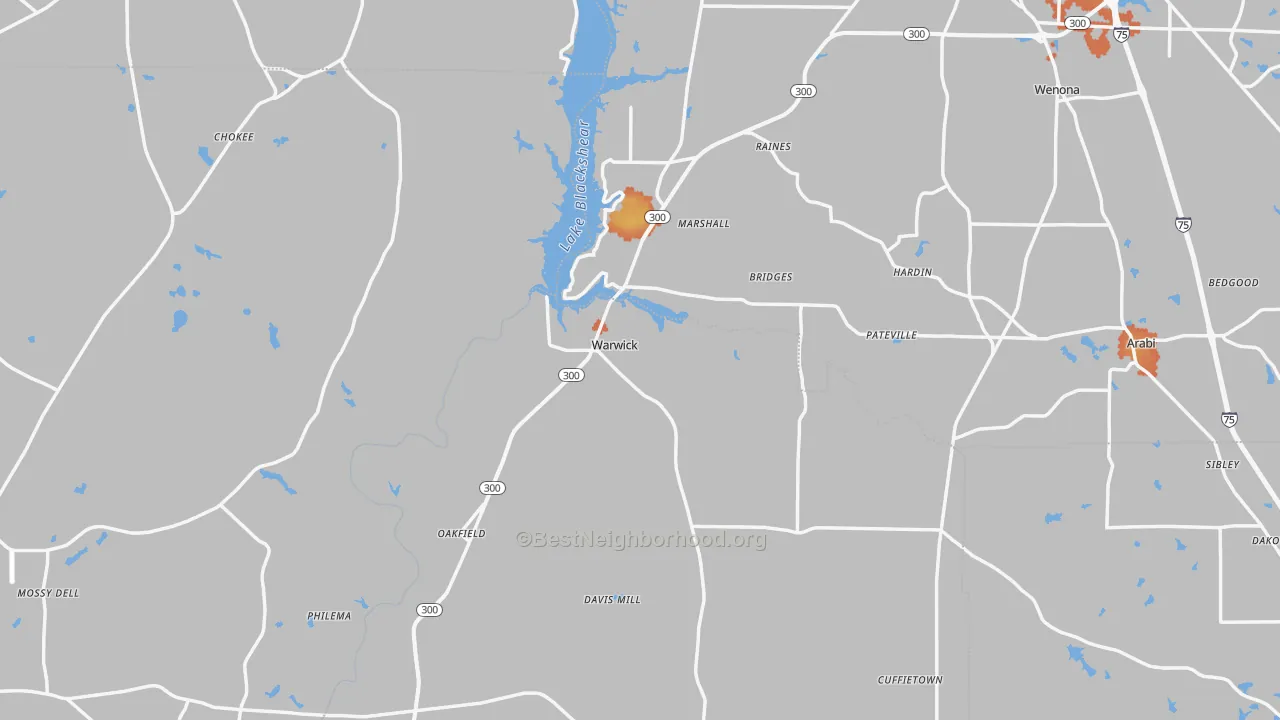Bike Grade map of Warwick, GA