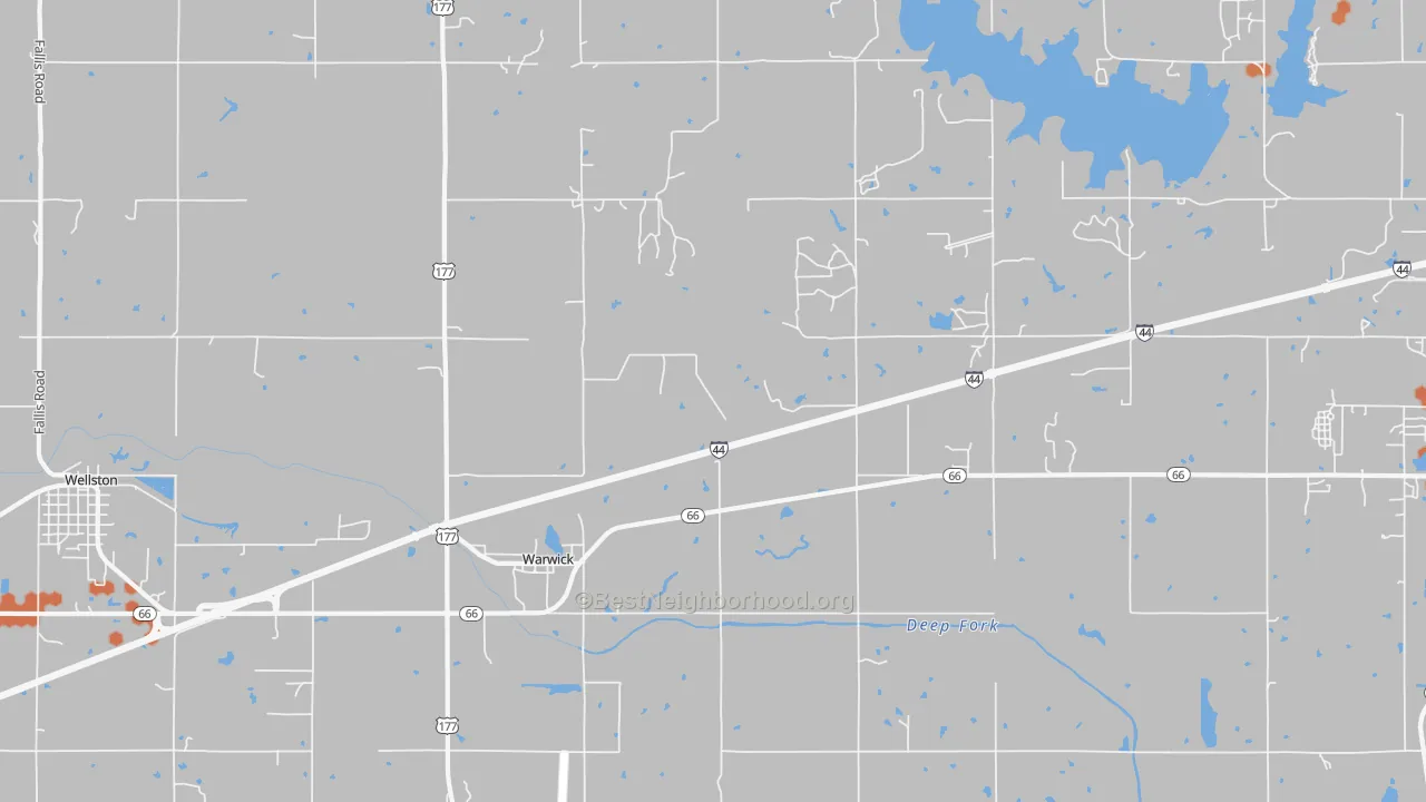 Bike Grade map of Warwick, OK