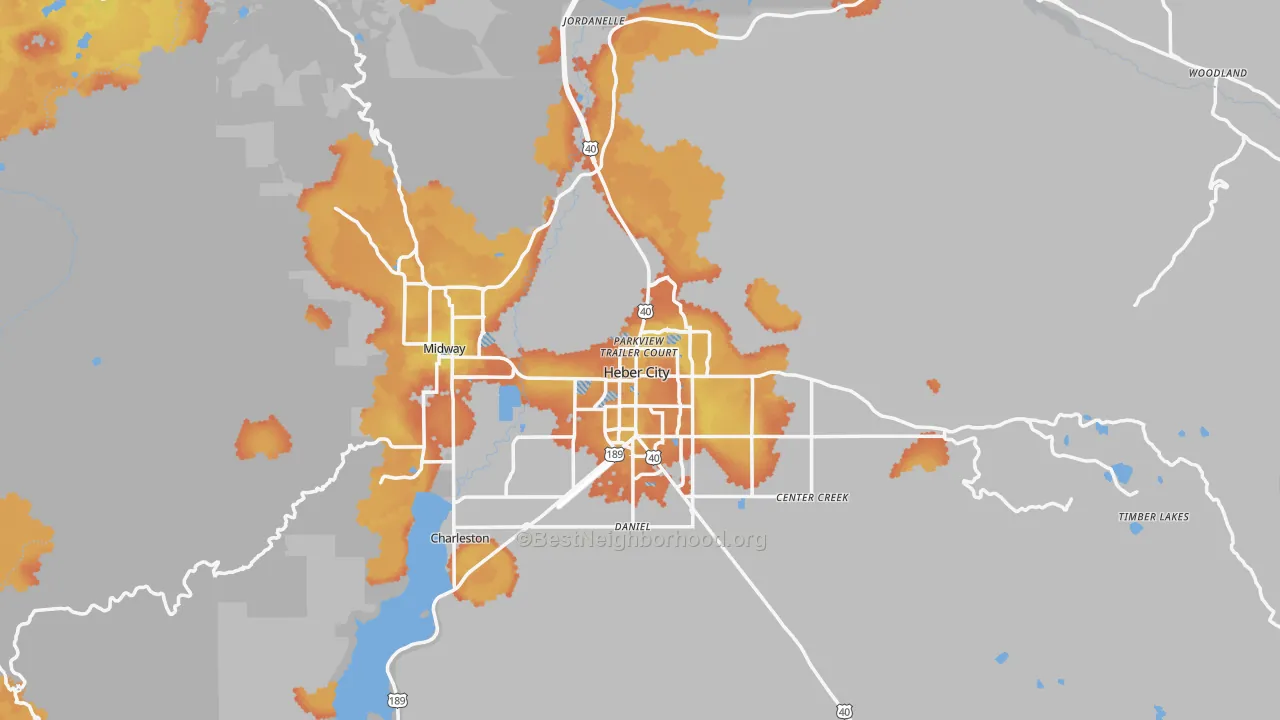Bike Grade map of Wasatch County, UT