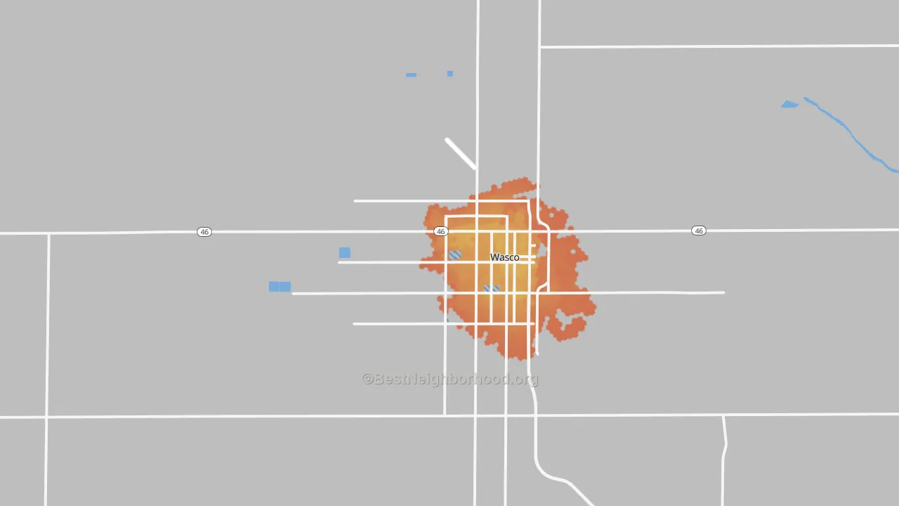 Bike Grade map of Wasco, CA