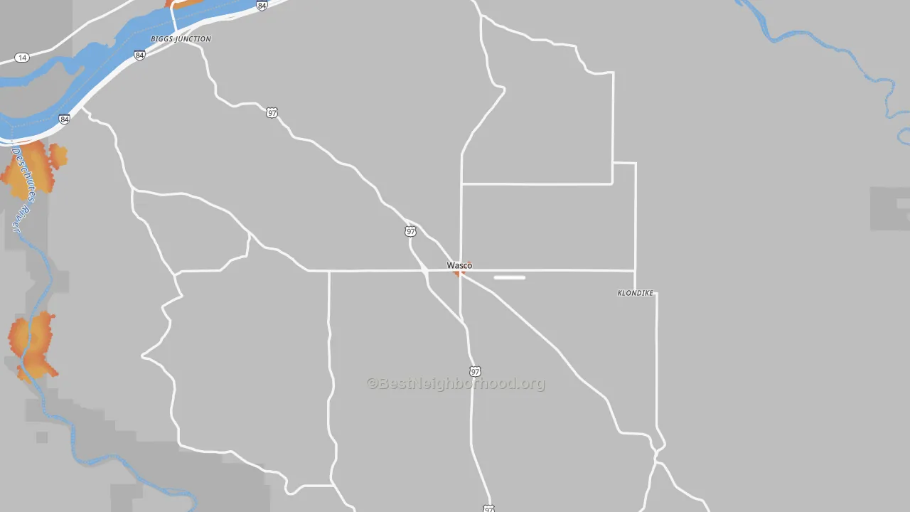 Bike Grade map of Wasco, OR
