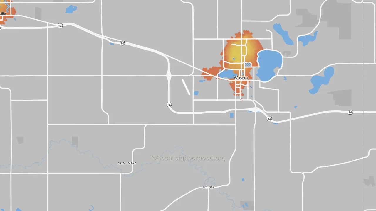Bike Grade map of Waseca County, MN