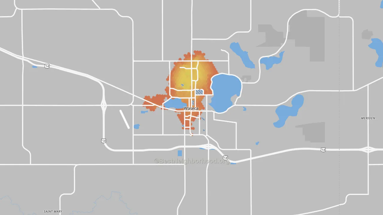 Bike Grade map of Waseca, MN