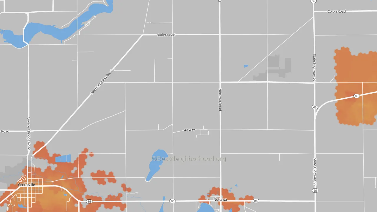 Bike Grade map of Wasepi, MI