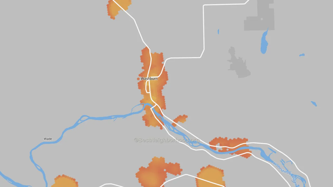 Bike Grade map of Washburn, ME