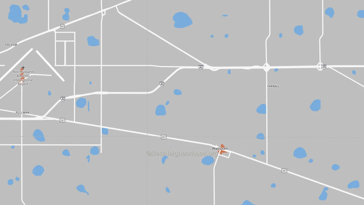 Bike Grade map of Washburn, TX