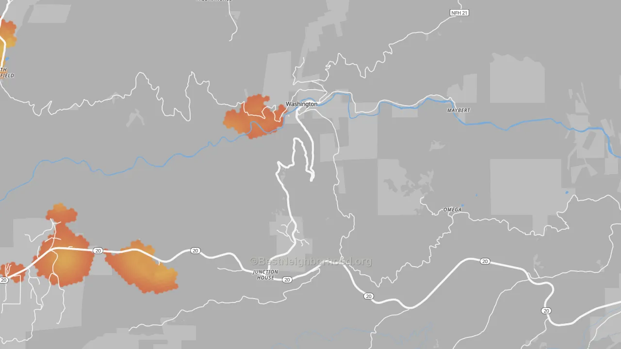 Bike Grade map of Washington, CA