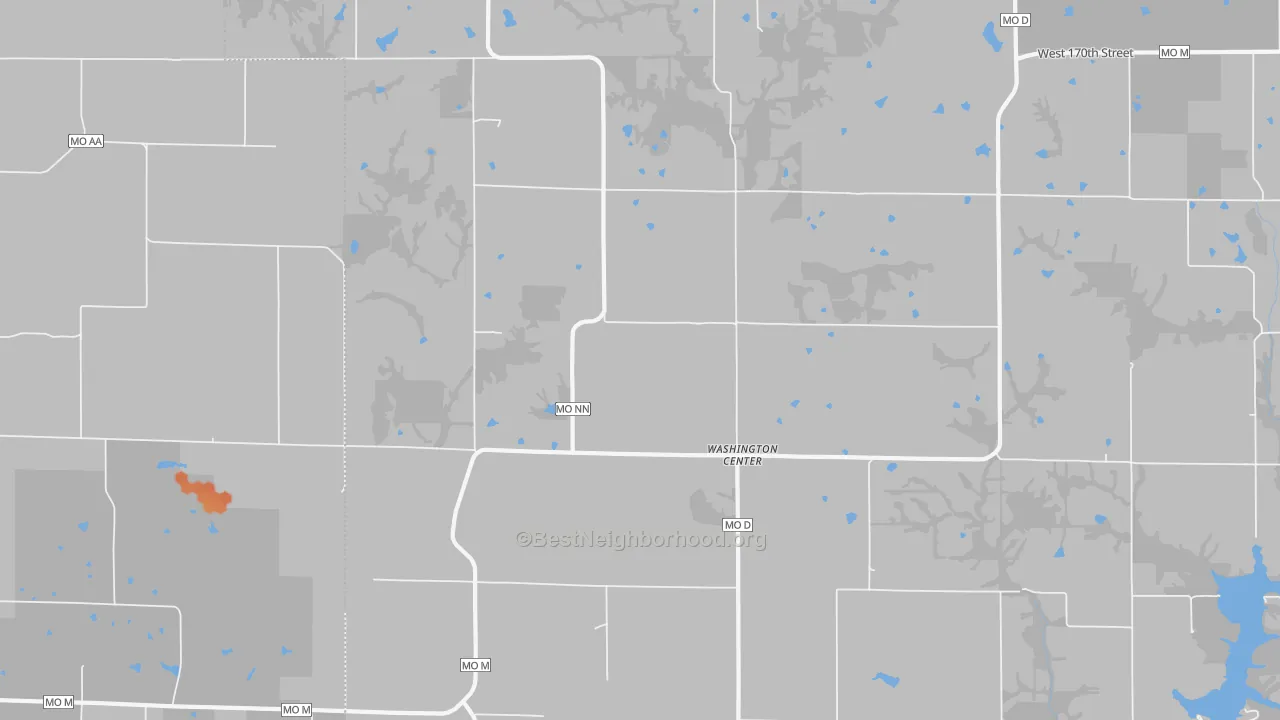 Bike Grade map of Washington Center, MO