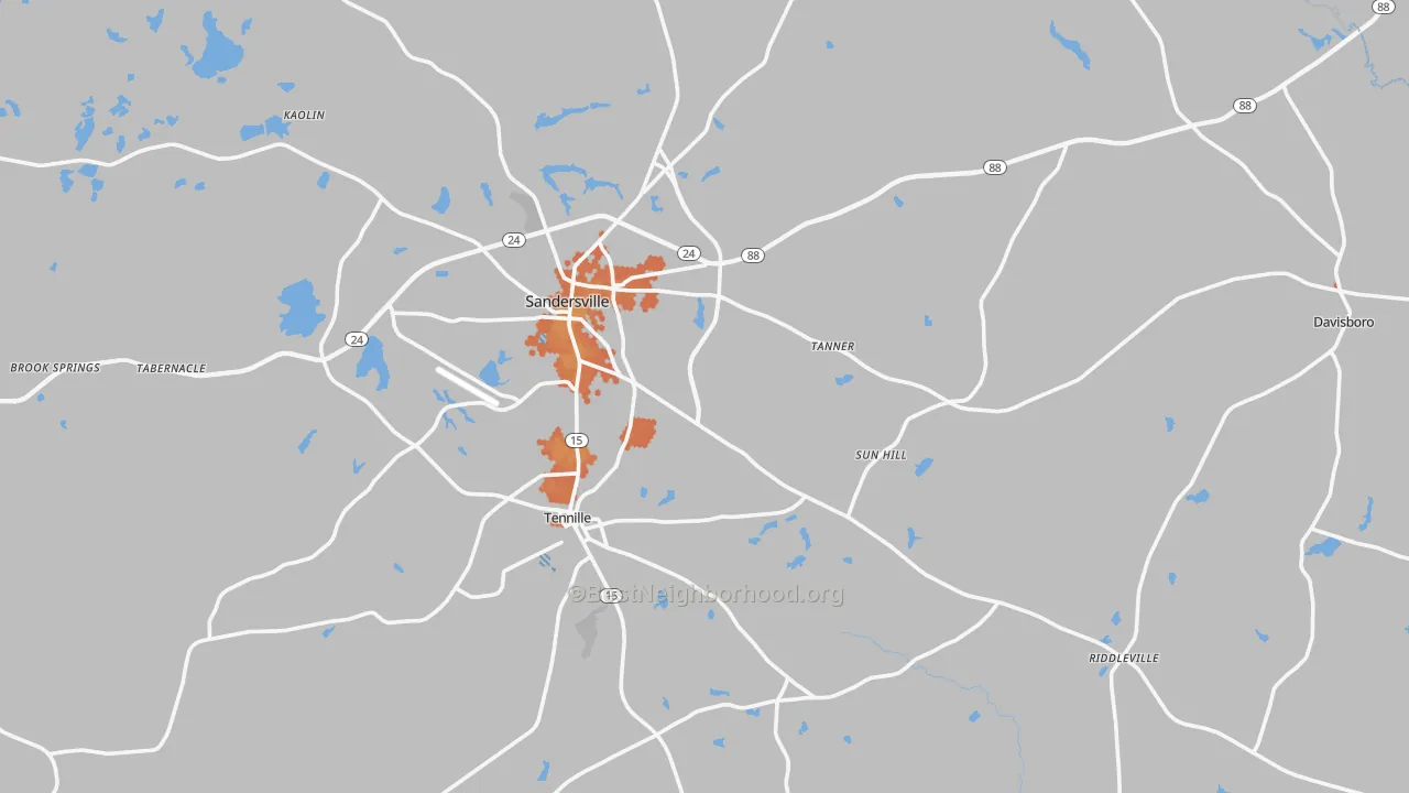 Bike Grade map of Washington County, GA