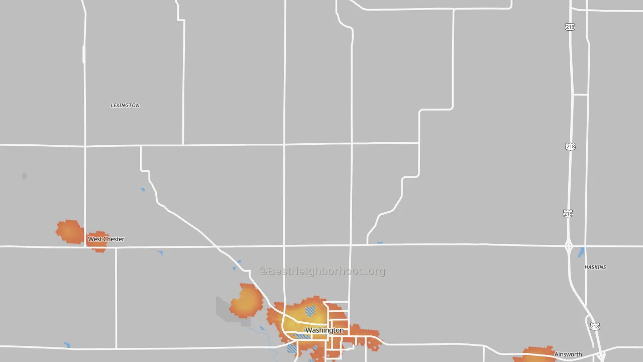 Bike Grade map of Washington County, IA