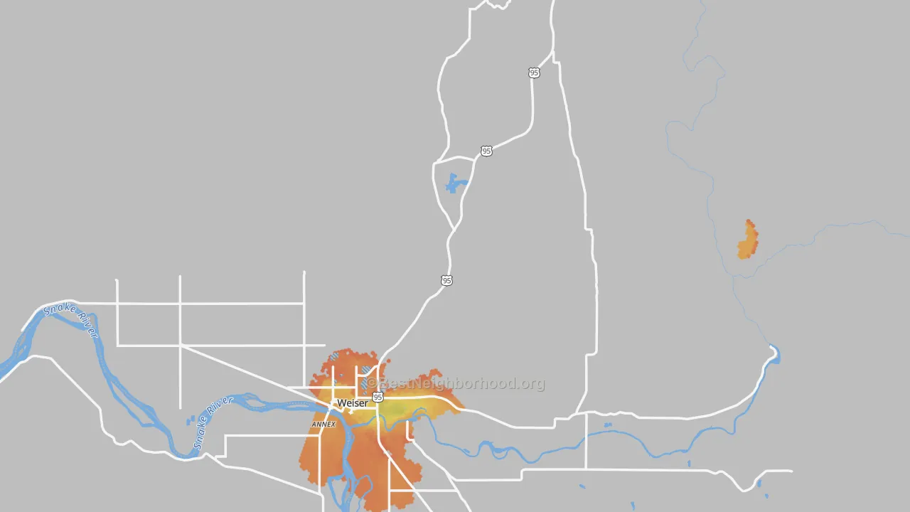 Bike Grade map of Washington County, ID
