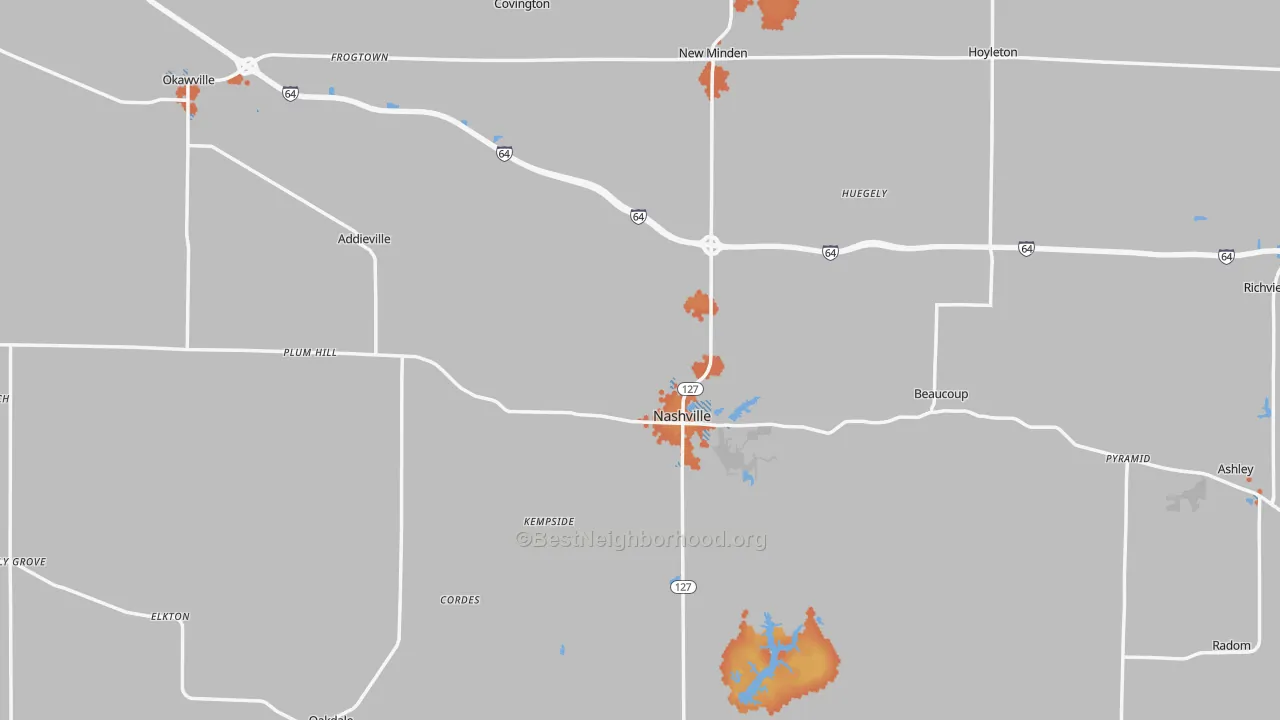 Bike Grade map of Washington County, IL