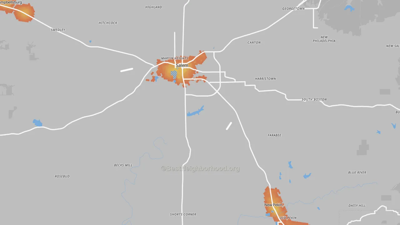 Bike Grade map of Washington County, IN