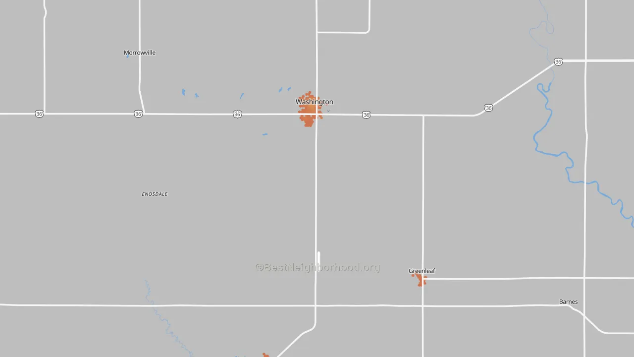 Bike Grade map of Washington County, KS