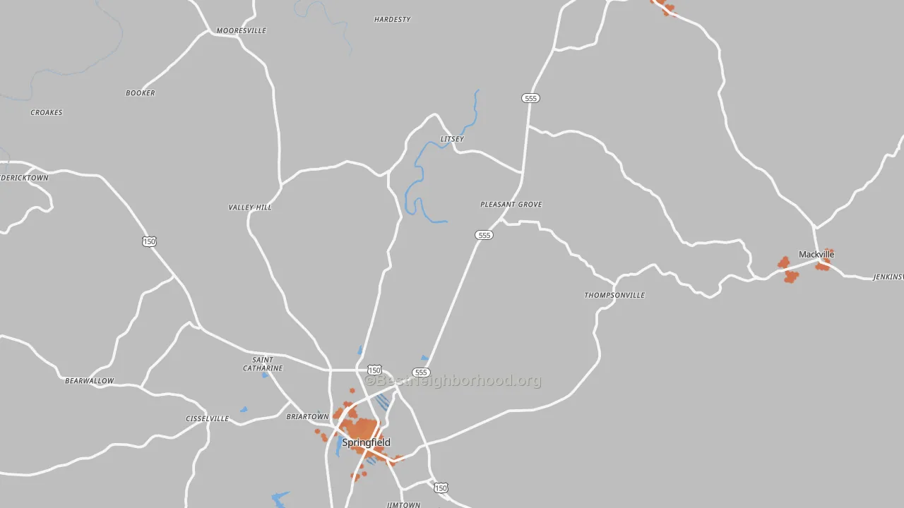 Bike Grade map of Washington County, KY