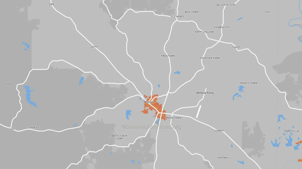 Bike Grade map of Washington County, MO